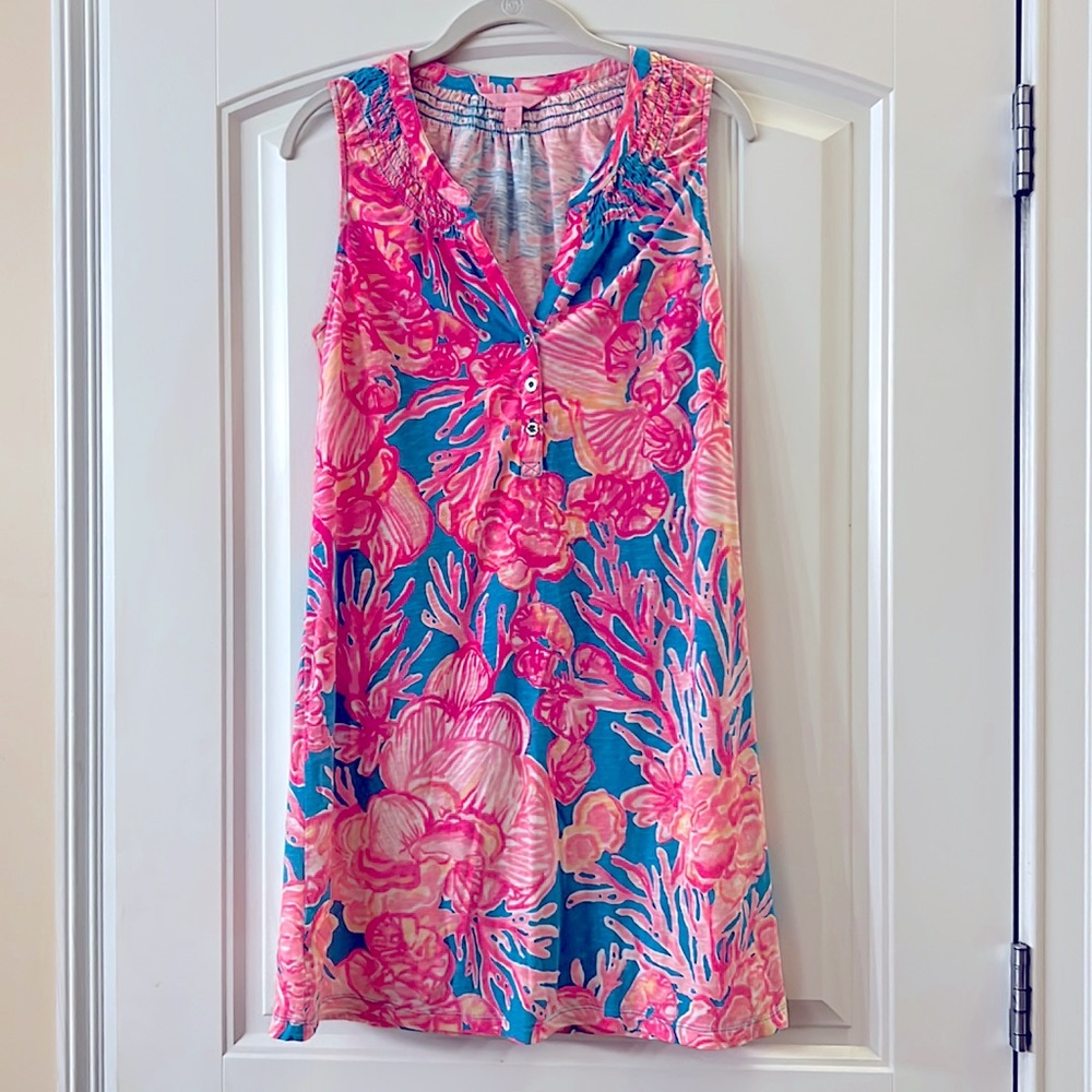 Lilly Pulitzer Coral and Aqua Mini Dress